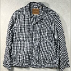 Levi’s XL Premium Cotton Canvas Gingham Check Button Bomber Trucker Biker Coat
